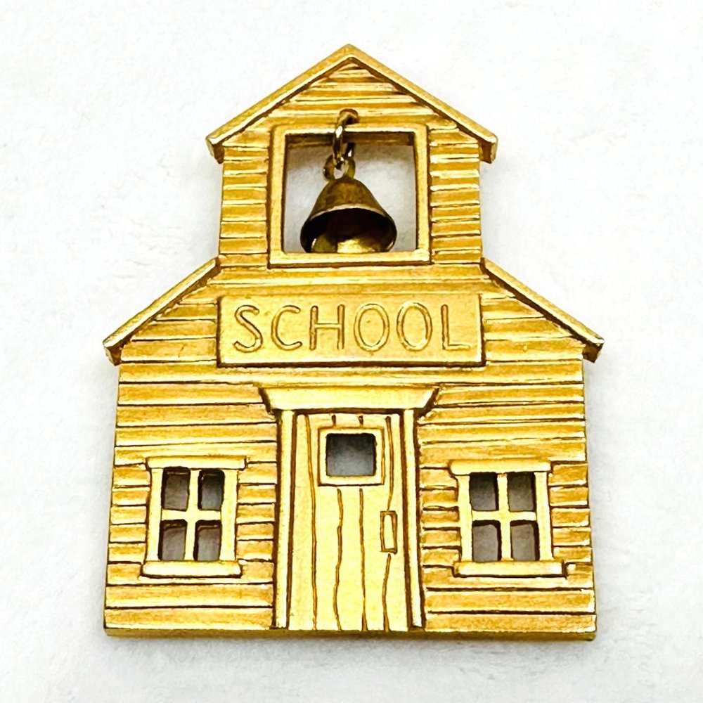 Vintage Schoolhouse Brooch by Jonette Jewelry (JJ) 1980s